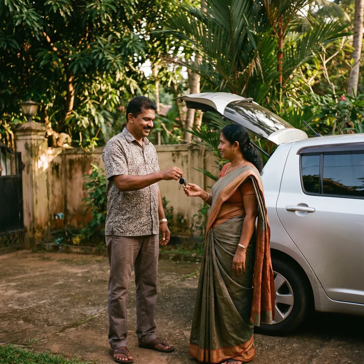 An owner and a renter checking a vehicle together at handover